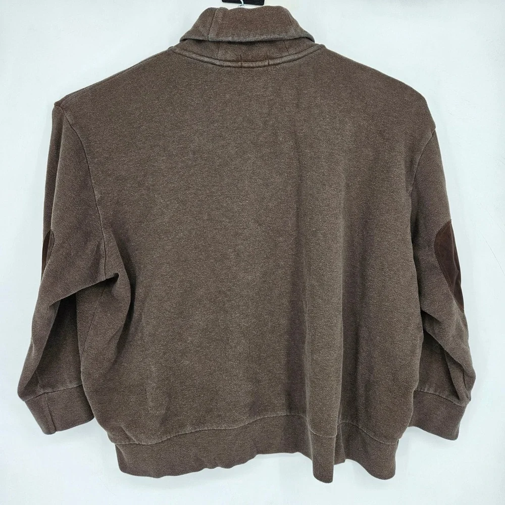 Polo Ralph Lauren Sweater Mens 4XB Shawl Collar Brown Elbow Patches Casual